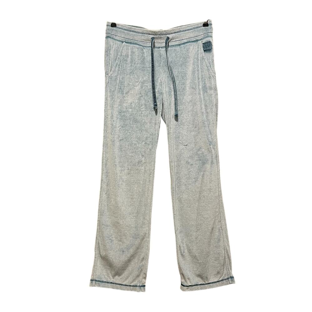 Te Verde Velour Pants Women’s Medium Baby Blue Y2K Luxe Lounge Cozy *Flaw*
